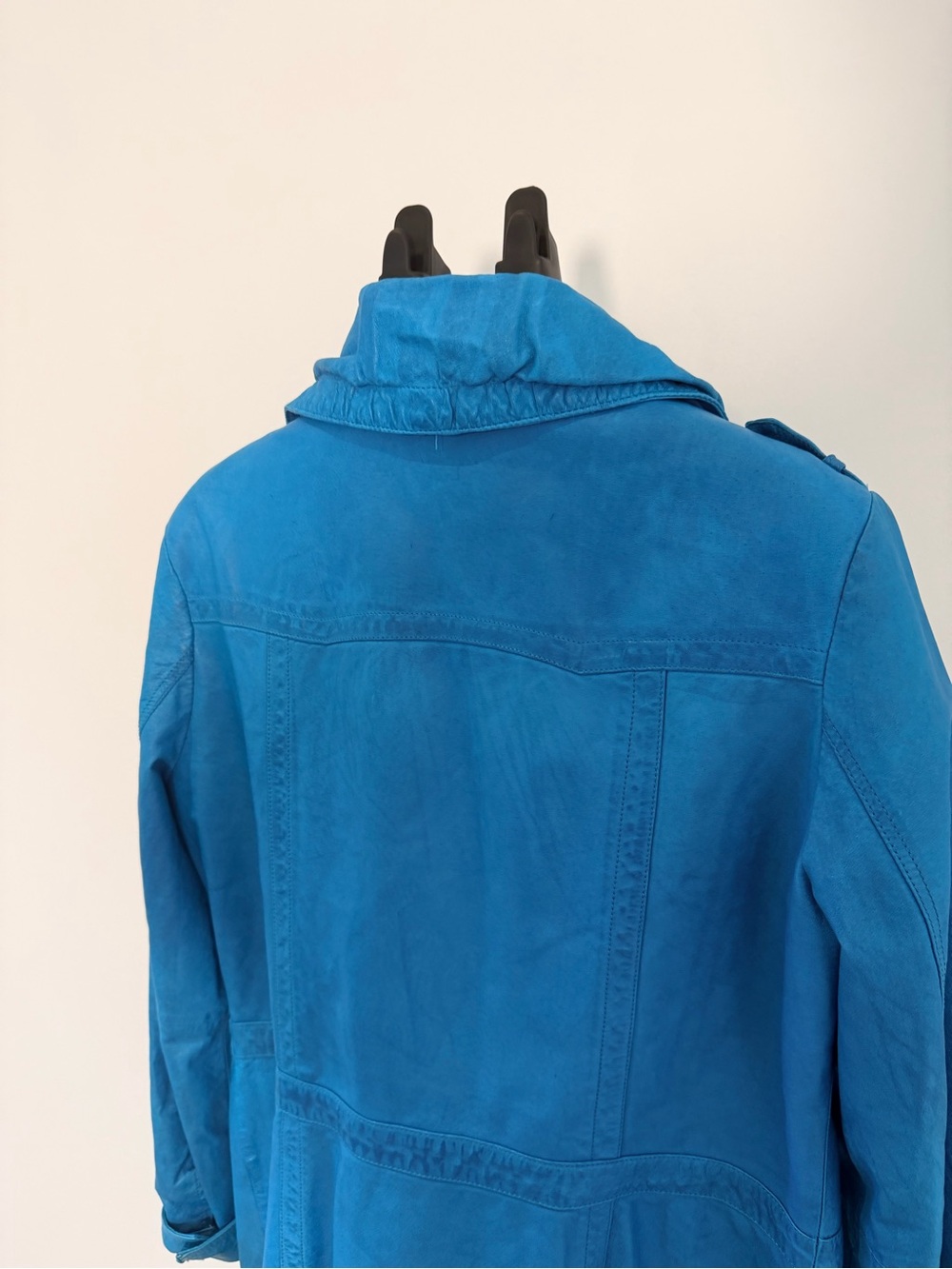 Danier Genuine Leather Turquoise Blue Utility Jacket Size Large - Picture 12 of 16